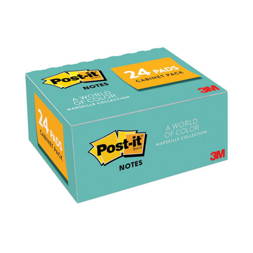 Image of Post-it® Notes Original Pads in Beachside Cafe Collection Colors, Value Pack, 1.38" x 1.88", 100 Sheets/Pad, 24 Pads/Pack