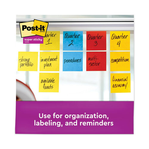 Image of Post-it® Notes Super Sticky Pads in Playful Primary Collection Colors, 3" x 3", 90 Sheets/Pad, 12 Pads/Pack