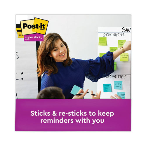 Image of Post-it® Notes Super Sticky Pads in Supernova Neon Collection Colors, 3" x 3", 90 Sheets/Pad, 12 Pads/Pack