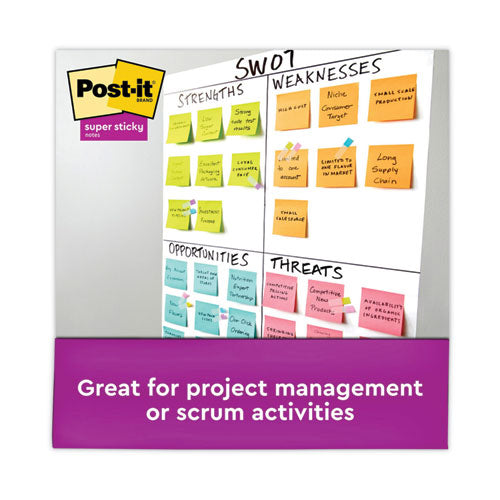 Image of Post-it® Notes Super Sticky Pads in Supernova Neon Collection Colors, 3" x 3", 90 Sheets/Pad, 12 Pads/Pack