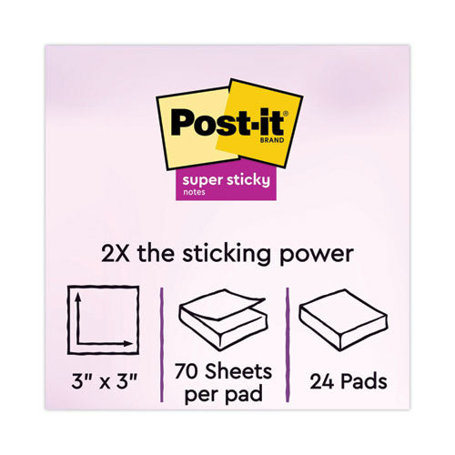 Image of Post-it® Notes Super Sticky Pads in Playful Primary Collection Colors, Cabinet Pack, 3" x 3", 70 Sheets/Pad, 24 Pads/Pack
