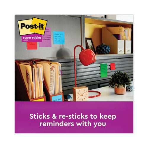 Image of Post-it® Notes Super Sticky Pads in Playful Primary Collection Colors, Cabinet Pack, 3" x 3", 70 Sheets/Pad, 24 Pads/Pack