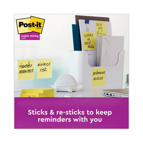 Image of Post-it® Notes Super Sticky Pads in Canary Yellow, Cabinet Pack, 3" x 3", 90 Sheets/Pad, 24 Pads/Pack
