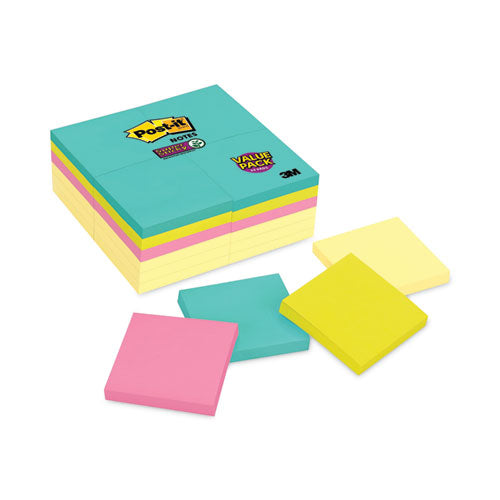 Image of Post-it® Notes Super Sticky Self-Stick Notes Office Pack, 3" x 3", Supernova Neons Collection Colors, 90 Sheets/Pad, 24 Pads/Pack