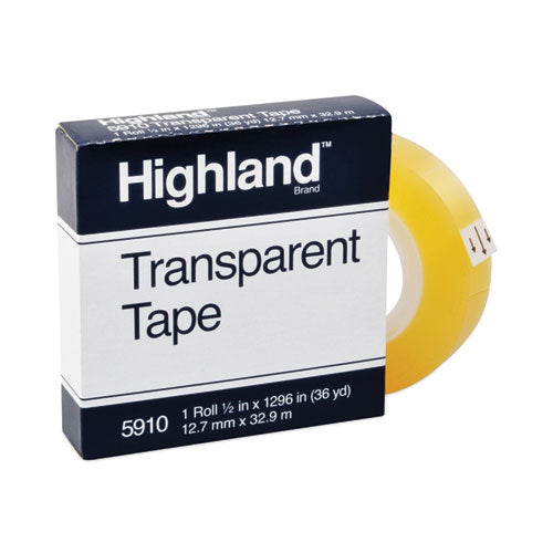 Image of Highland Transparent Tape, 1" Core, 0.5" X 36 Yds, Clear