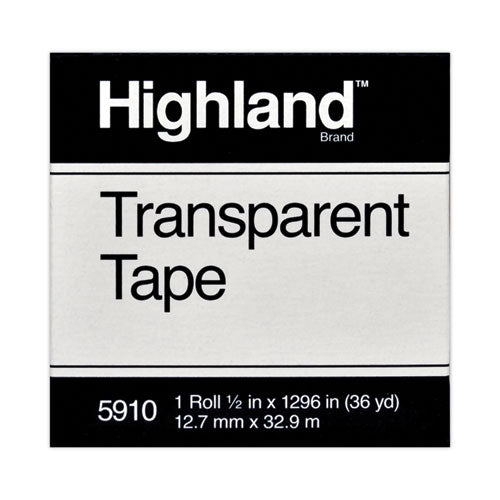 Image of Highland Transparent Tape, 1" Core, 0.5" X 36 Yds, Clear