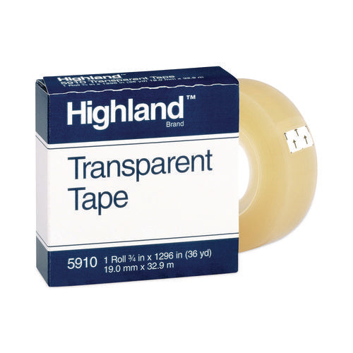 Image of Highland Transparent Tape, 1" Core, 0.75" X 36 Yds, Clear