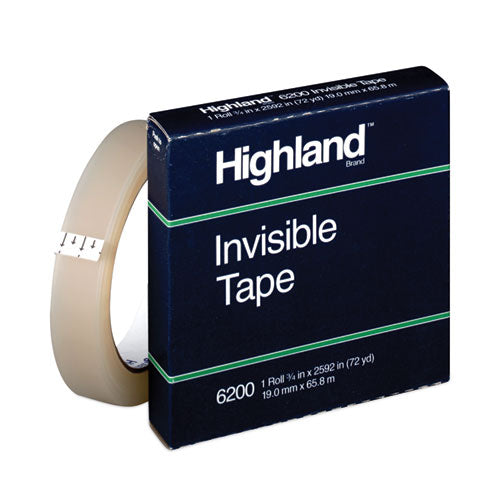 Image of Highland Invisible Permanent Mending Tape, 3" Core, 0.75" X 72 Yds, Clear