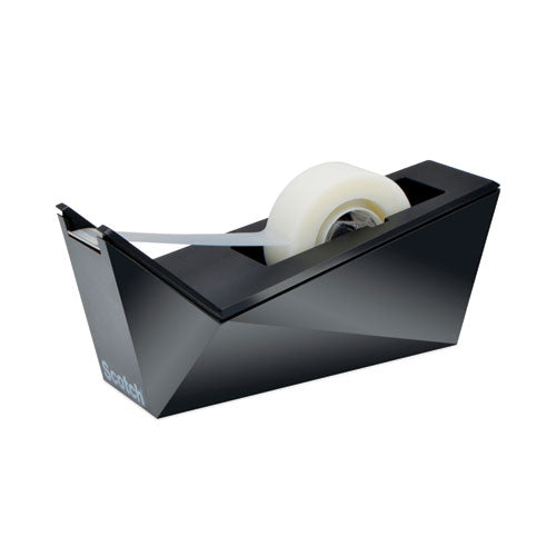 Image of Scotch® Facet Design One-Handed Dispenser With One Roll Of Tape, 1" Core, Plastic, Black