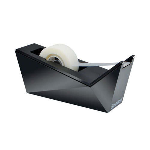 Image of Scotch® Facet Design One-Handed Dispenser With One Roll Of Tape, 1" Core, Plastic, Black
