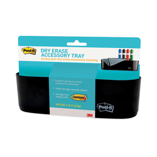 Image of Post-it® Dry Erase Accessory Tray, 8.5" x 3" x 5.25", Black