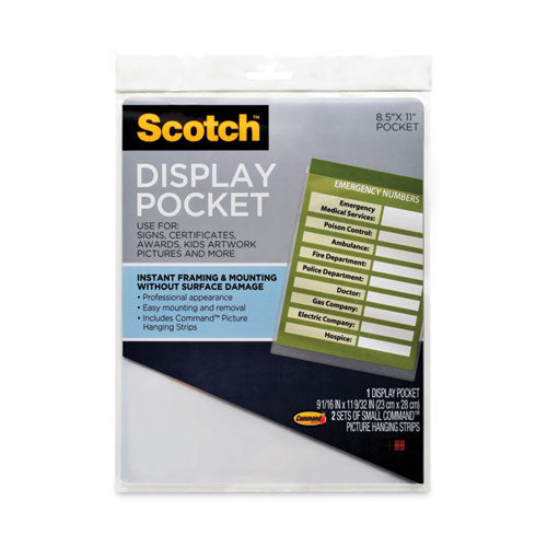 Image of Scotch Display Pocket, Removable Interlocking Fasteners, Plastic, 8.5 x 11, Clear