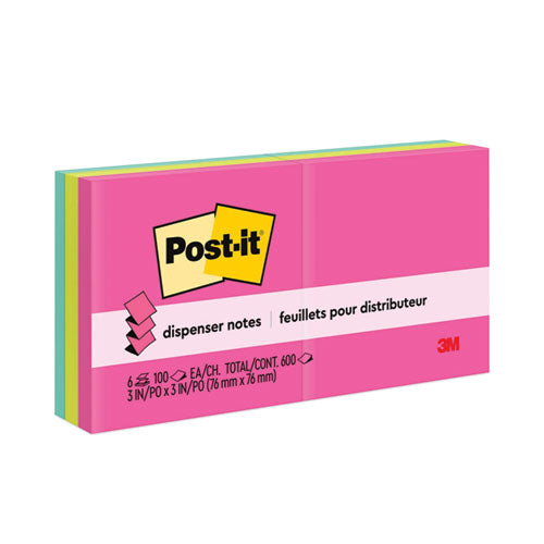 Image of Post-it® Dispenser Notes Original Pop-up Refill, 3" x 3", Poptimistic Collection Colors, 100 Sheets/Pad, 6 Pads/Pack