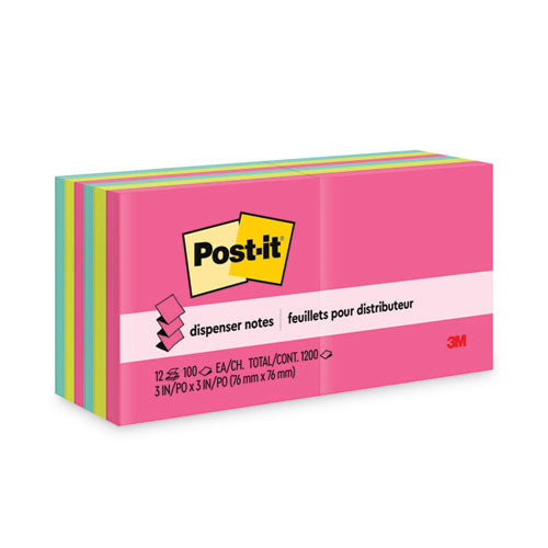 Image of Post-it® Dispenser Notes Original Pop-up Refill Value Pack, 3 x 3, (8) Poptimistic Collection Colors, (4) Canary Yellow, 100 Sheets/Pad, 12 Pads/Pack