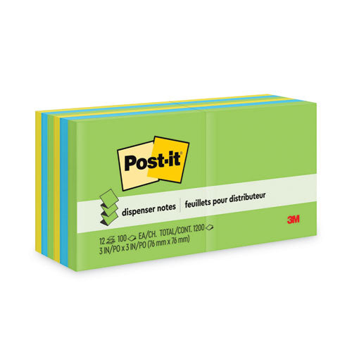 Image of Post-it® Dispenser Notes Original Pop-up Refill Value Pack, 3" x 3", Floral Fantasy Collection Colors, 100 Sheets/Pad, 12 Pads/Pack