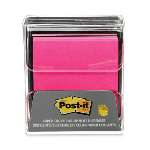 Image of Post-it® Pop-up Notes Super Sticky Wrap Dispenser, For 3 x 3 Pads, Black/Clear, Includes 45-Sheet Color Varies Pop-up Super Sticky Pad