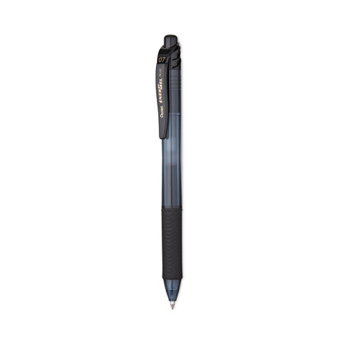 Image of Pentel® EnerGel-X Gel Pen, Retractable, Medium 0.7 mm, Black Ink, Smoke/Black Barrel, 24/Pack