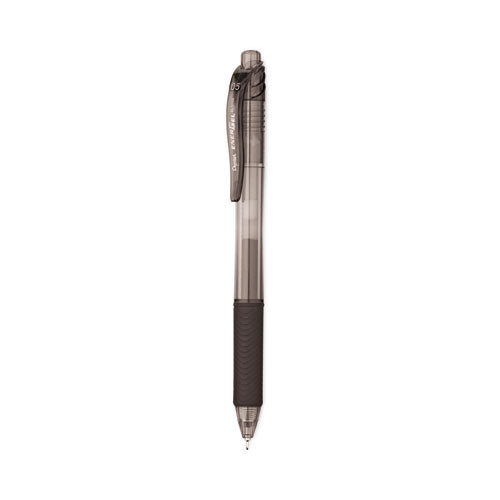 Image of Pentel® EnerGel-X Gel Pen, Retractable, Fine 0.5 mm, Black Ink, Clear/Black Barrel, 24/Pack