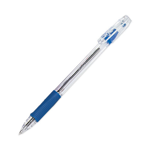 Image of Pilot® EasyTouch Ballpoint Pen, Stick, Fine 0.7 mm, Blue Ink, Clear/Blue Barrel, Dozen