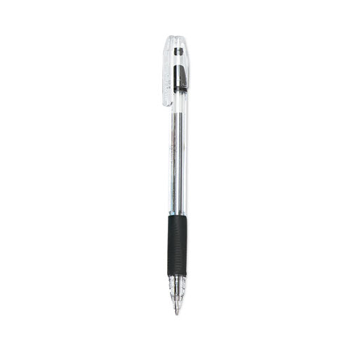 Image of Pilot® EasyTouch Ballpoint Pen, Stick, Medium 1 mm, Black Ink, Clear/Black Barrel, Dozen