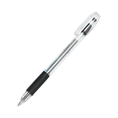 Image of Pilot® EasyTouch Ballpoint Pen, Stick, Medium 1 mm, Black Ink, Clear/Black Barrel, Dozen
