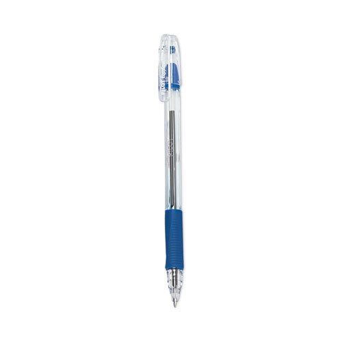 Image of Pilot® EasyTouch Ballpoint Pen, Stick, Medium 1 mm, Blue Ink, Clear/Blue Barrel, Dozen