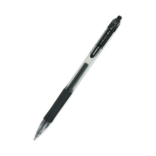 Image of Zebra® Sarasa Dry Gel X20 Gel Pen, Retractable, Bold 1 mm, Black Ink, Clear/Black Barrel, 12/Pack