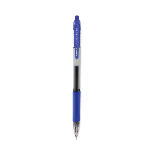Image of Zebra® Sarasa Dry Gel X20 Gel Pen, Retractable, Bold 1 mm, Blue Ink, Clear/Blue Barrel, 12/Pack