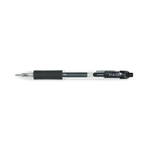 Image of Zebra® Sarasa Dry Gel X20 Gel Pen, Retractable, Fine 0.5 mm, Black Ink, Clear/Black Barrel, 12/Pack