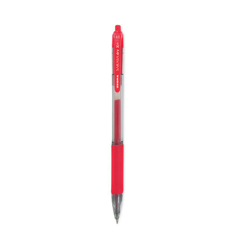 Image of Zebra® Sarasa Dry Gel X20 Gel Pen, Retractable, Fine 0.5 mm, Red Ink, Clear/Red Barrel, 12/Pack