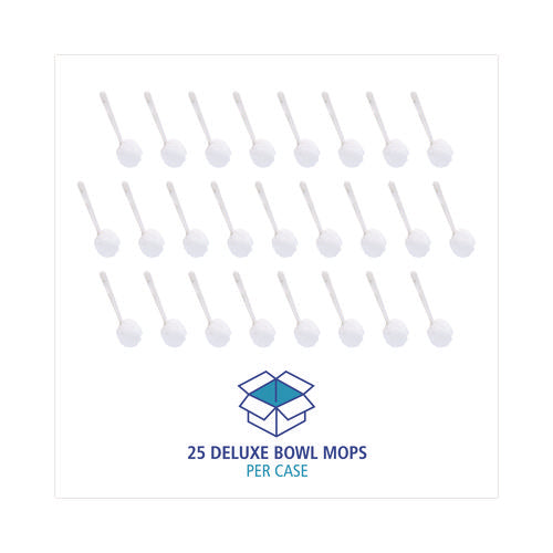 Image of Boardwalk® Deluxe Toilet Bowl Mop, 12" Handle, 2" Mop Head, White, 25/Carton