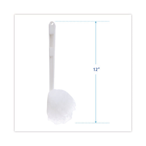 Image of Boardwalk® Deluxe Toilet Bowl Mop, 12" Handle, 2" Mop Head, White, 25/Carton