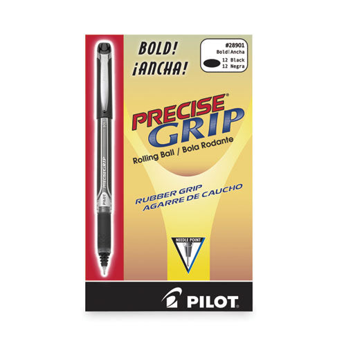 Image of Pilot® Precise Grip Rollerball Pen, Stick, Bold 1 mm, Black Ink, Black Barrel