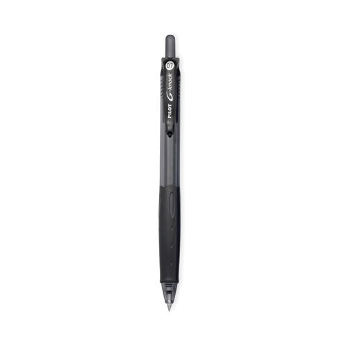 Image of Pilot® G-Knock BeGreen Gel Pen, Retractable, Fine 0.7 mm, Black Ink, Smoke/Black Barrel, Dozen