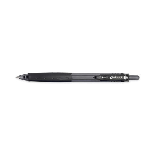 Image of Pilot® G-Knock BeGreen Gel Pen, Retractable, Fine 0.7 mm, Black Ink, Smoke/Black Barrel, Dozen