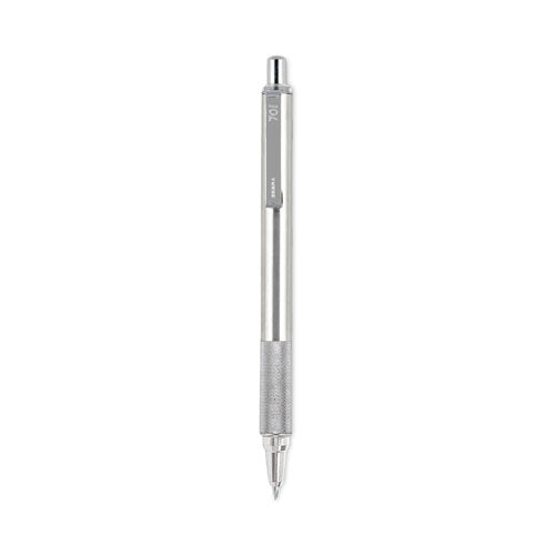 Image of Zebra® F-701 Ballpoint Pen, Retractable, Fine 0.7 Mm, Black Ink, Stainless Steel/black Barrel