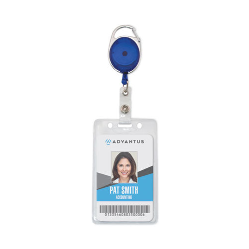 Image of Advantus Carabiner-Style Retractable ID Card Reel, 30" Extension, Assorted Colors, 20/Pack