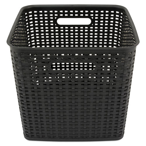 Image of Advantus Plastic Weave Bin, Extra Large, 12.5" X 12.5" X 11.13", Black, 2/pack