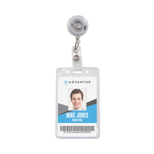 Image of Advantus Translucent Retractable ID Card Reel, 30" Extension, Clear, 12/Pack