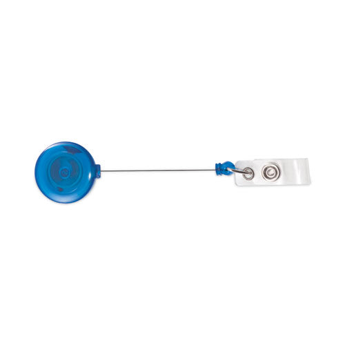 Image of Advantus Translucent Retractable ID Card Reel, 30" Extension, Blue, 12/Pack