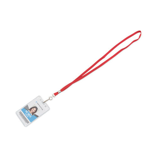 Image of Advantus Deluxe Lanyards, Metal J-Hook Fastener, 36" Long, Red, 24/Box