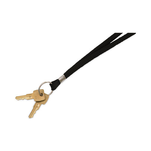Image of Advantus Deluxe Lanyards, Metal Ring Fastener, 36" Long, Black, 24/Box