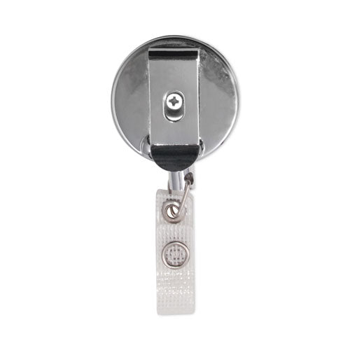 Image of Advantus Premier Heavy-Duty Retractable ID Card Reel, 24" Extension, Black/Silver, 12/Box