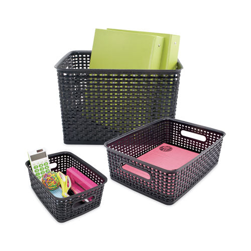 Image of Advantus Weave Bins, 13.63 X 10.75 X 9, Black, 3/pack