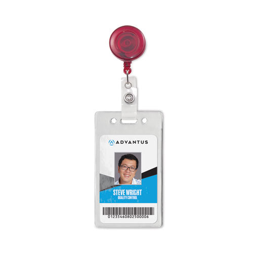 Image of Advantus Translucent Retractable ID Card Reel, 30" Extension, Red, 12/Pack