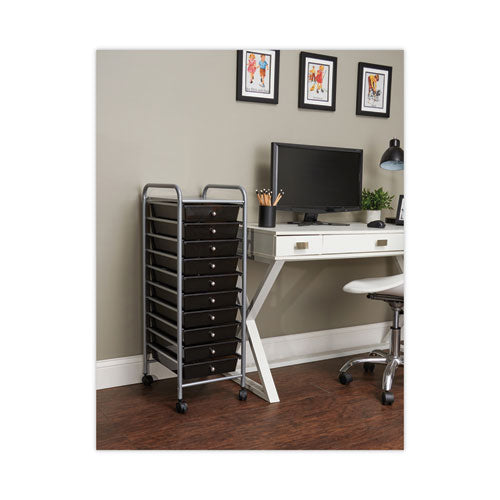 Image of Advantus Portable Drawer Organizer, Metal, 1 Shelf, 10 Drawers, 13" x 15.38" x 37.75", Matte Gray/Smoke