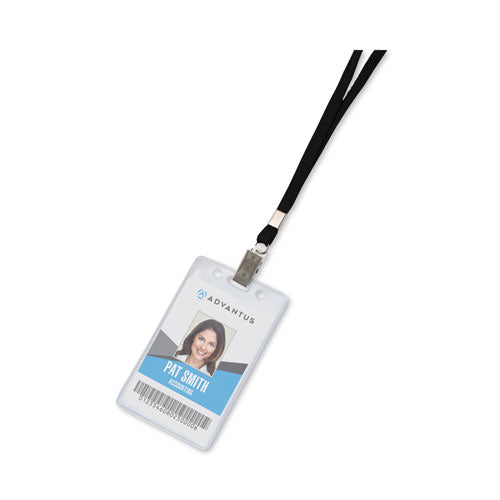 Image of Advantus Deluxe Lanyards, Metal Clip Fastener, 36" Long, Black, 24/Box