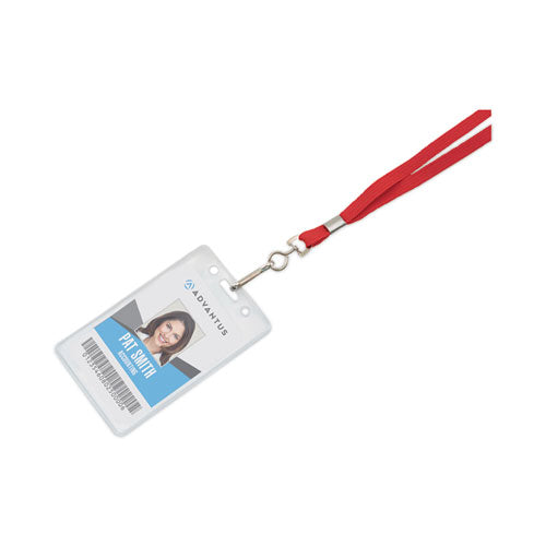 Image of Advantus Deluxe Lanyards, Metal J-Hook Fastener, 36" Long, Red, 24/Box