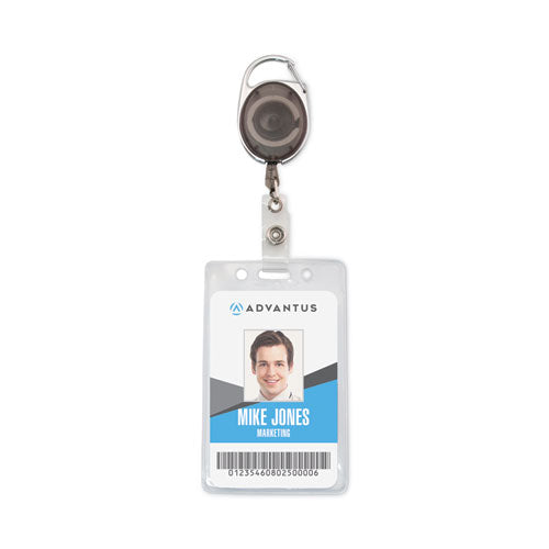 Image of Advantus Carabiner-Style Retractable Id Card Reel, 30" Extension, Smoke, 12/pack