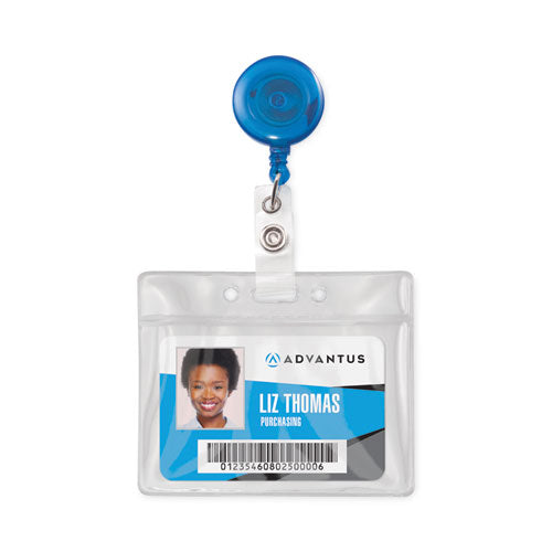 Image of Advantus Translucent Retractable ID Card Reel, 30" Extension, Blue, 12/Pack